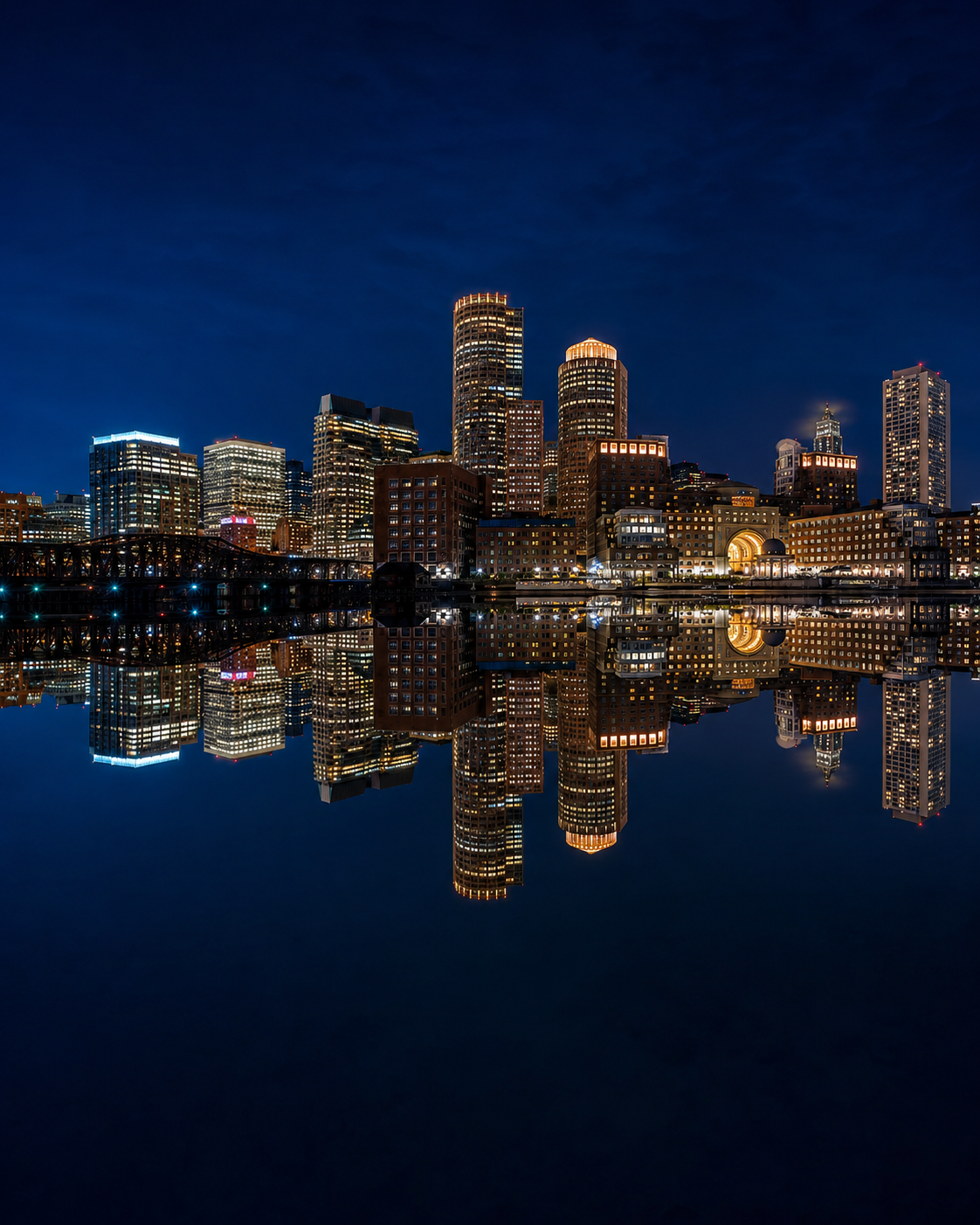 Boston city skyline at dusk — TiLimousine private chauffeur service